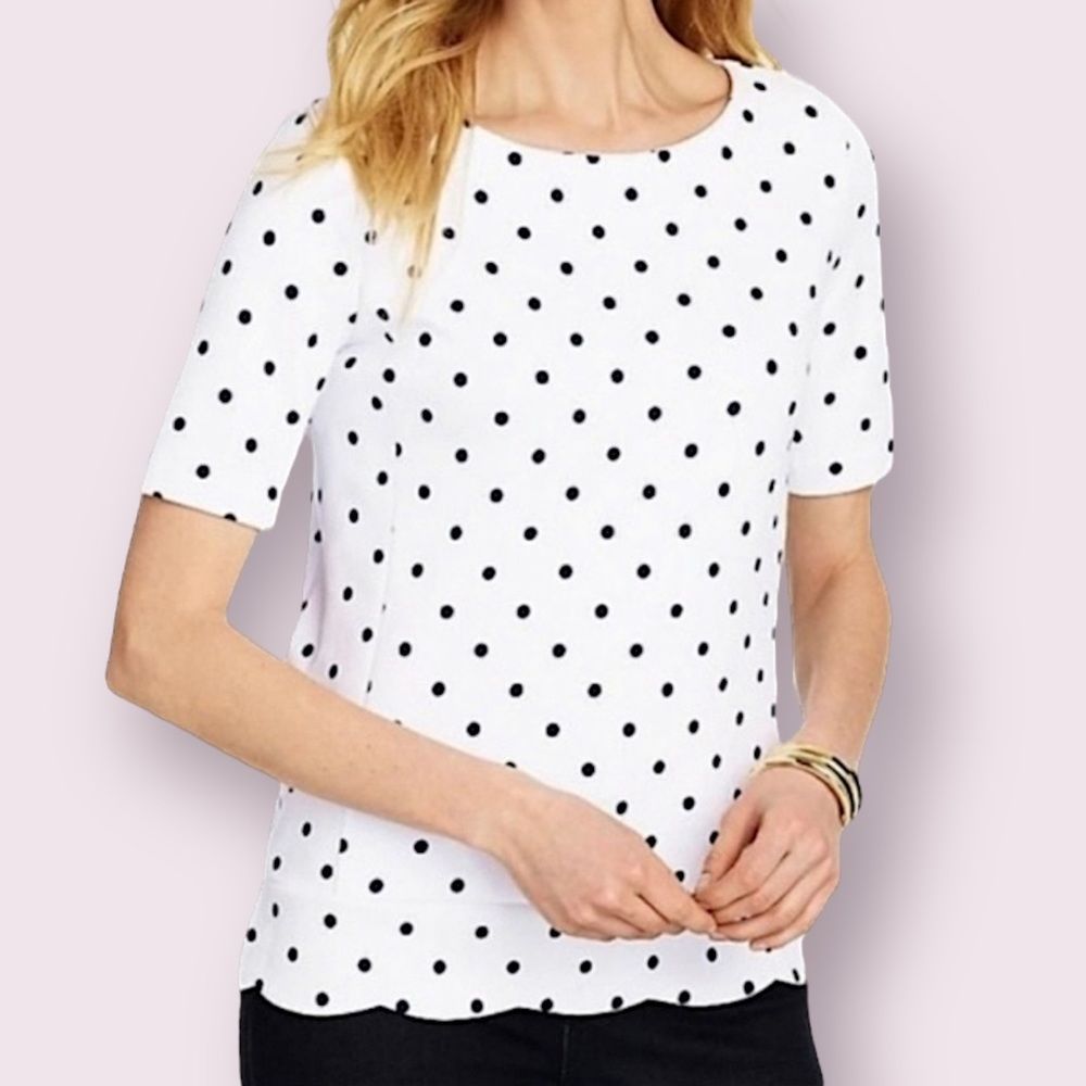 Talbots White and Black Polka Dot Blouse